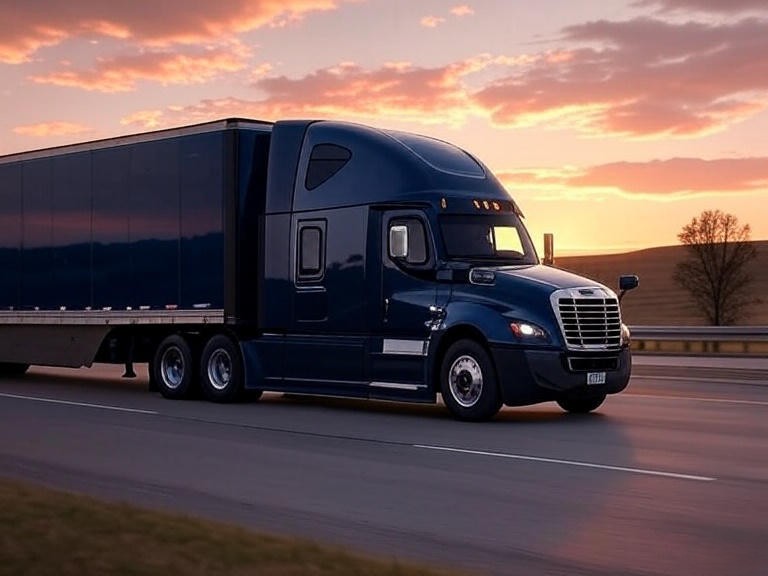 Semi truck driving on highway